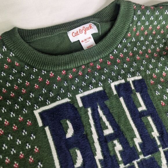 Kids Christmas Sweater Bah Hum Bug Medium 8/10 - Picture 3 of 5